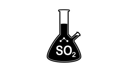 sulfur dioxide flask sign, black isolated silhouette