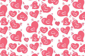Vector love heart pattern, vector hand drawn Valentine's Day pattern, Valentine's Day background.