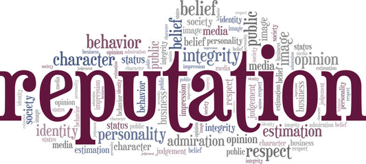 Reputation word cloud conceptual design isolated on white background.