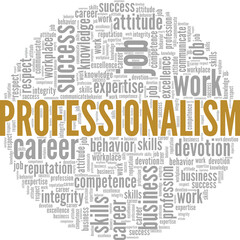 Professionalism word cloud conceptual design isolated on white background.