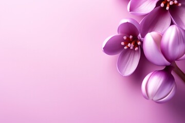 Elegant Purple Flowers on Soft Pink Background