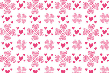 Vector love heart pattern, vector hand drawn Valentine's Day pattern, Valentine's Day background.