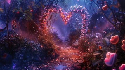 Obraz na płótnie Canvas enchanted love forest in the valentines day pragma