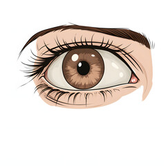 Close-up of a person's eyes, showing fatigue or distress isolated on white background, cartoon style, png
