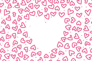 Vector love heart pattern, vector hand drawn Valentine's Day pattern, Valentine's Day background.