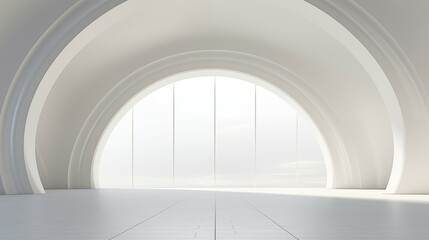 An airy arch window in the empty room.
