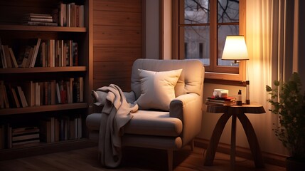 A cozy reading nook with a comfortable armchair and good lighting.