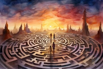 Mesmerizing celestial mazes, challenging adventurers with their shifting paths - Generative AI
