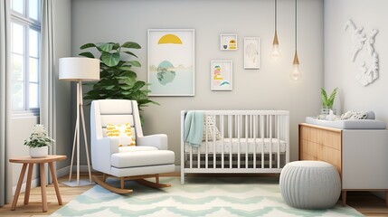 A gender-neutral nursery with soft colors and versatile decor.