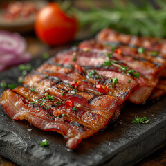 Delicious grilled bacon. Professional food image