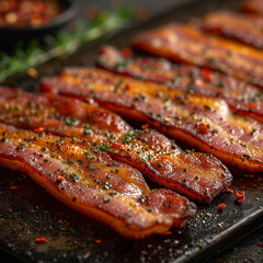 Delicious grilled bacon. Professional food image
