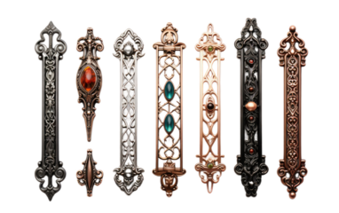 Exploring the Aesthetics and Functionality of Modern Door Handle Sets on a White or Clear Surface PNG Transparent Background.