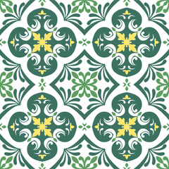 Tile seamless pattern design. With colourful motifs background.