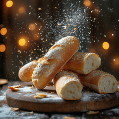 Delicious bread falling in focus with the background out of focus