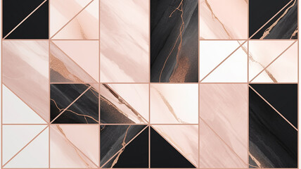 Rose gold Square shaped seamless marble pattern - obrazy, fototapety, plakaty