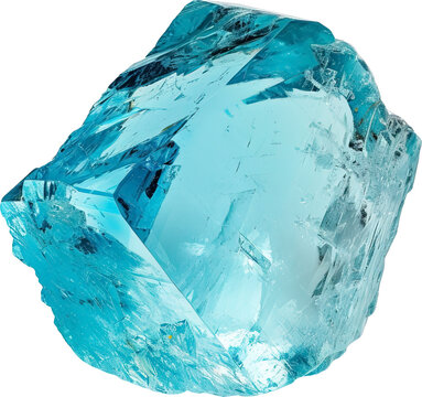 Aquamarine stone isolated on transparent background. PNG
