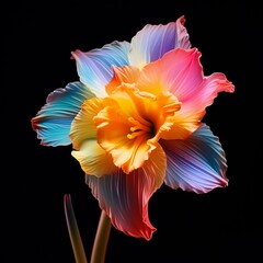 Generative AI Daffodil Flower neon Color illustration photo