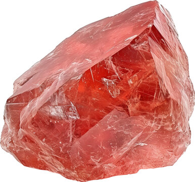 Strawberry quartz stone isolated on transparent background. PNG