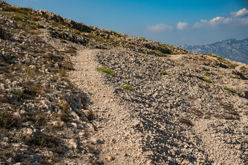 Rocky path through a hilly landscape in Croatia