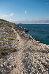 Rocky path on a hilly coast  in Croatia