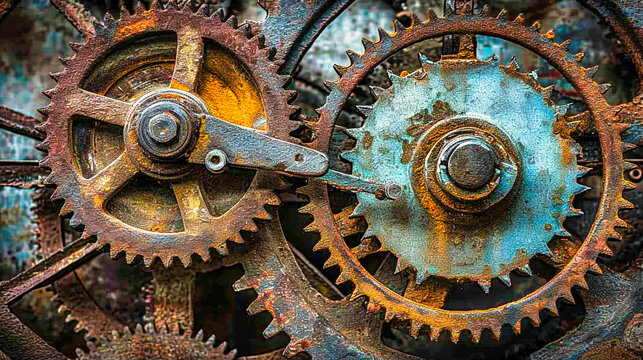 Vintage mechanical gear close-up representing old technology and precision.
