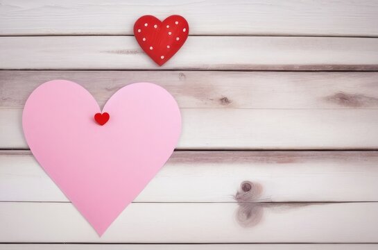 two hearts on wooden background