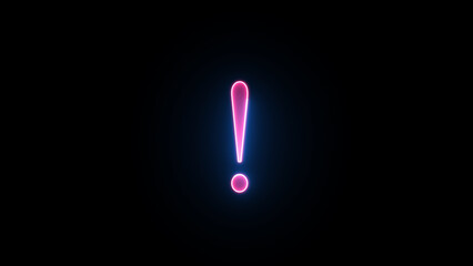 Colorful Neon Lights Exclamation Mark Icon Design. Glowing Led Light Question Mark. Glowing illuminated exclamation sign icon. - obrazy, fototapety, plakaty