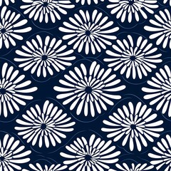 Japanese style seamless pattern blue and white color theme