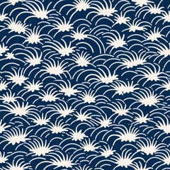 Japanese style nature seamless pattern blue and white color theme