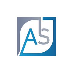 AS Logo Design Template Vector With Square Background.