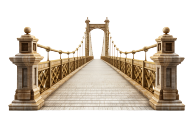 The Artistry and Accuracy Behind a Scale Model of a Suspension Bridge on a White or Clear Surface PNG Transparent Background.