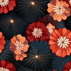 Japanese seamless pattern with umbrella traditional