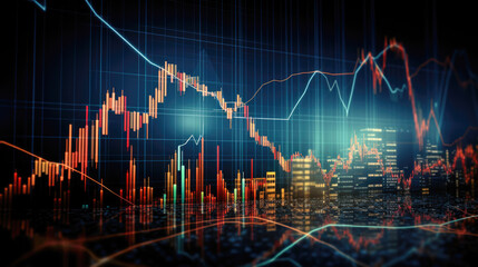 Financial stock market graph on digital screen. Business and finance concept. 