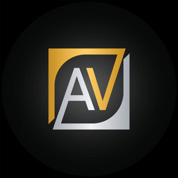 AV Logo Design Template Vector With Square Background.