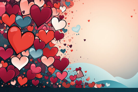 Heart Vector Background, Valentine Background, Space for Text or Image - Generative AI