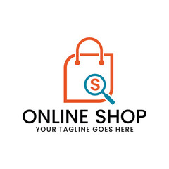 online shop logo, e-commerce vector template