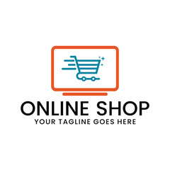 online shop logo, e-commerce vector template