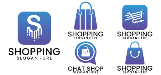 online shop logo, e-commerce vector template