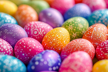 Fototapeta na wymiar Colorful Easter eggs background close up