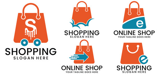 online shop logo, e-commerce vector template - obrazy, fototapety, plakaty