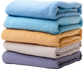 Obraz na płótnie Canvas Stack of towels isolated on transparent background. PNG