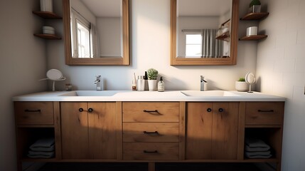 Fototapeta na wymiar A double vanity for shared bathrooms.