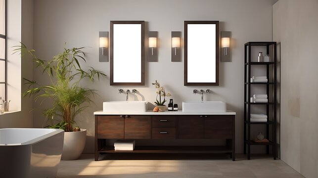 A double vanity for shared bathrooms.