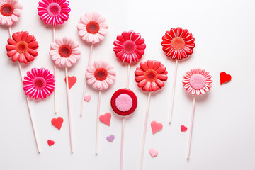 Valentine's day candy lollipops background