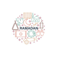 Ramadan Icons Circle Shape Background Vector Design.