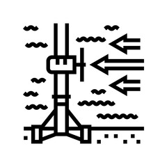 stream energy tidal power line icon vector. stream energy tidal power sign. isolated contour symbol black illustration