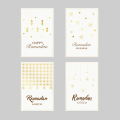 Set Of Greeting Cards For Ramadan Vector Design.