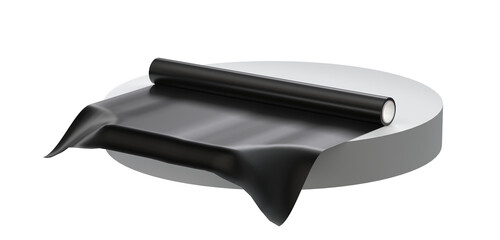 roll PVC film Black, Isolated on Png Format, 3D rendering	