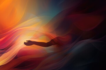 abstract background with hand and waves. Abstract background for caregiver appreciation day. AI generated - obrazy, fototapety, plakaty