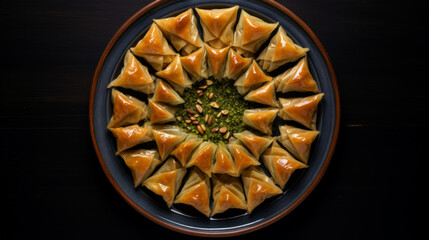 A platter of sweet and sticky baklava, a traditional dessert often enjoyed during Ramadhan
